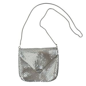 Vintage Silver Metal Mesh Shoulder Bag Chain Strap Disco Club 70's 80's